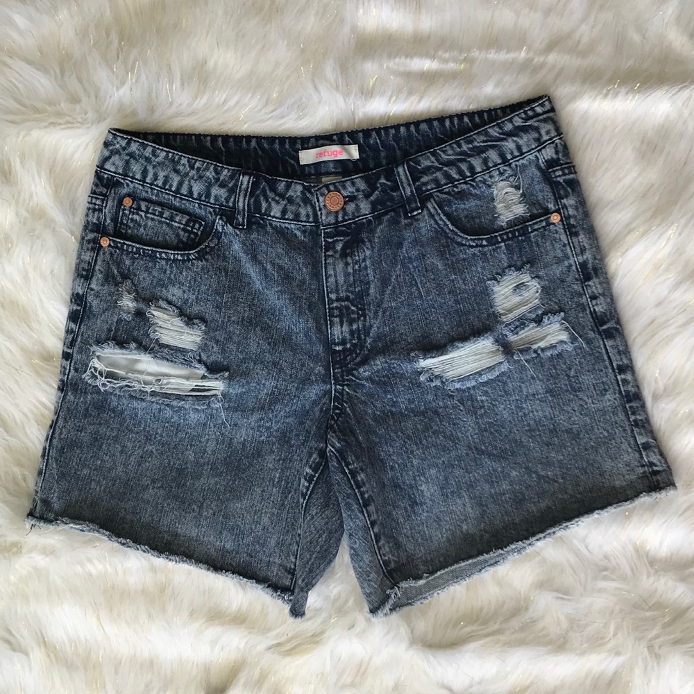 Refuge Acid Wash Denim Shorts